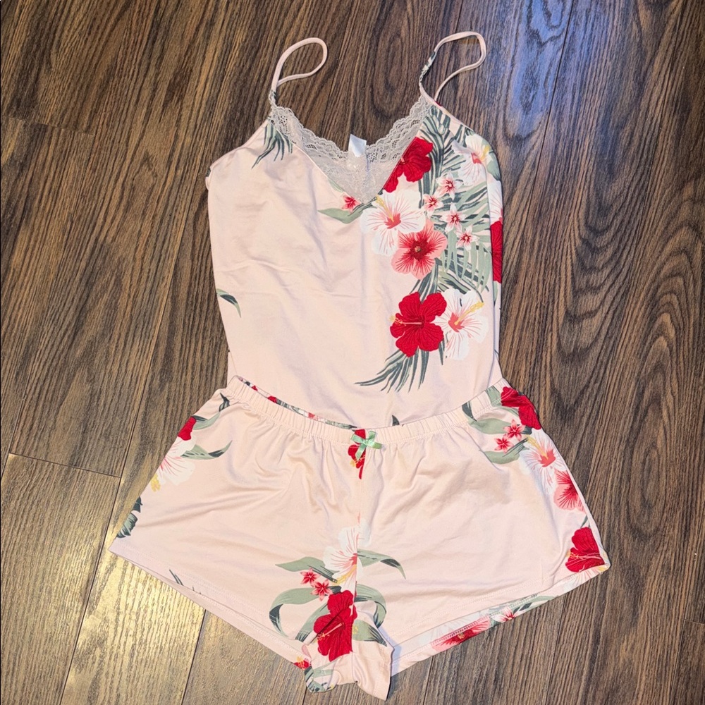 Pink Floral Print pajama set